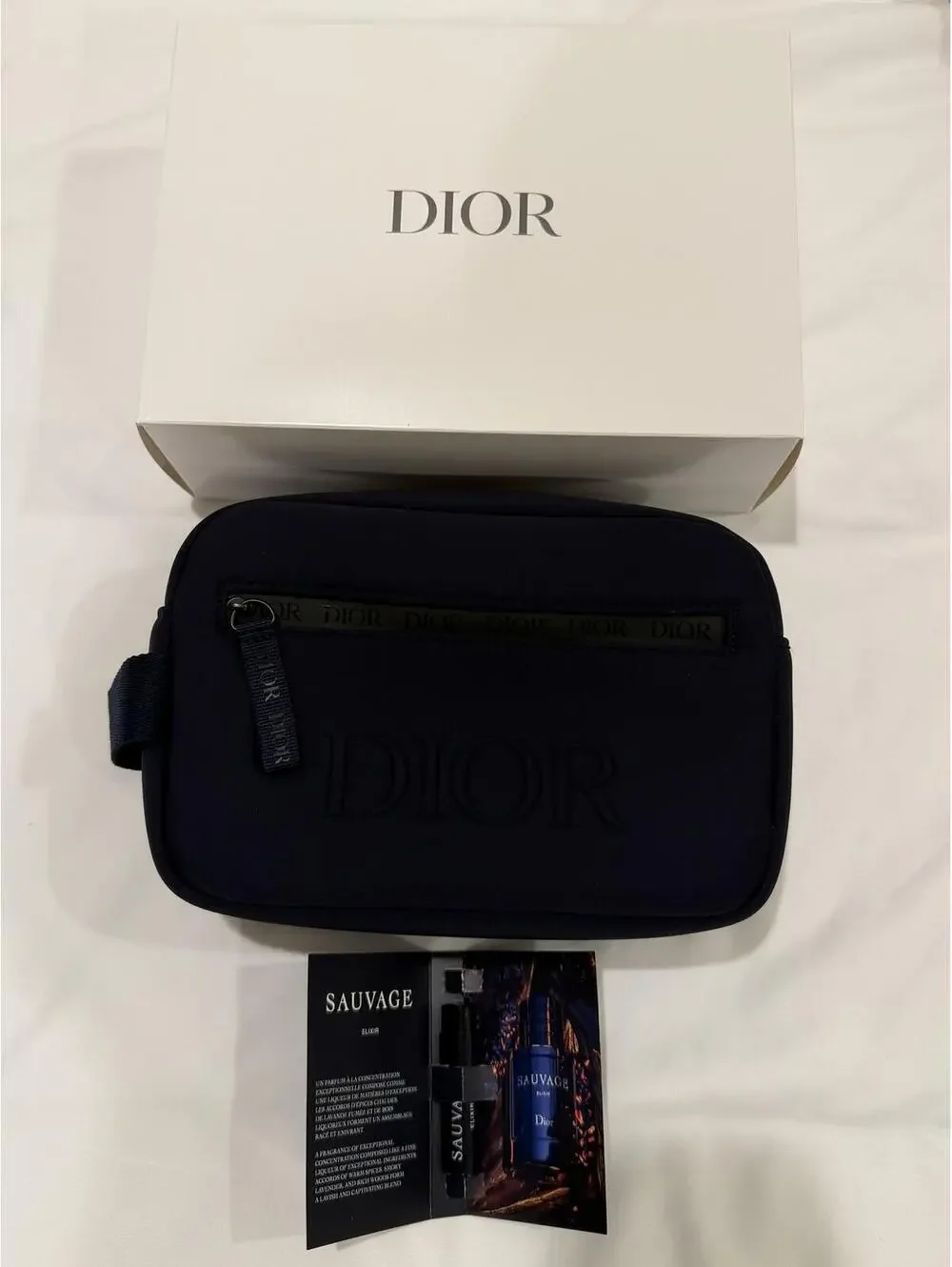 Dior Beauty Travel Toiletry Bag and Sauvage Elixir Sample
